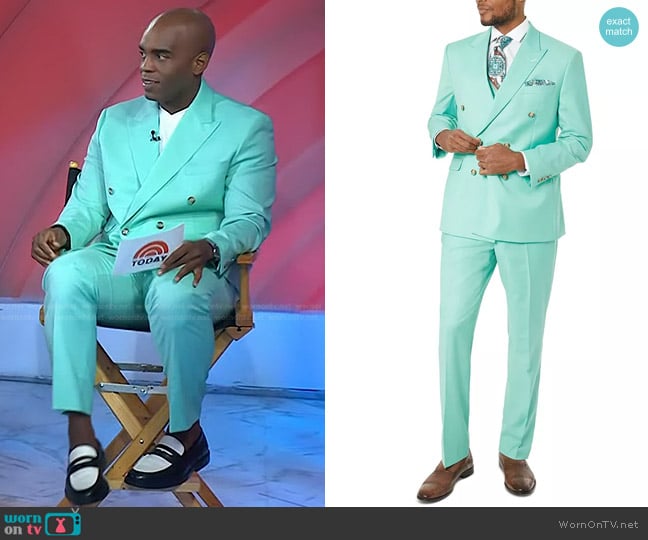 Tayion Collection Classic-Fit Wool Suit Jacket and Pants worn by Chris Witherspoon on Today