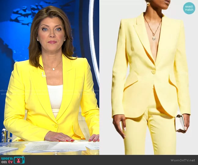 Alexander McQueen Classic Single-Breasted Suiting Blazer worn by Norah O'Donnell on CBS Evening News