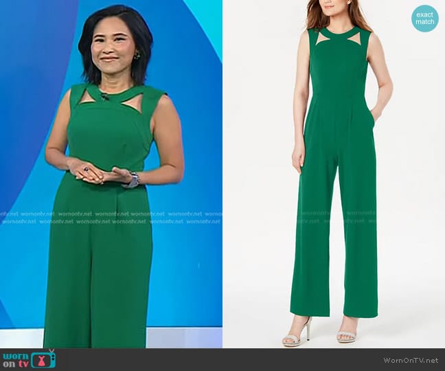 Cutout Straight-Leg Jumpsuit by Calvin Klein worn by Vicky Nguyen on Today