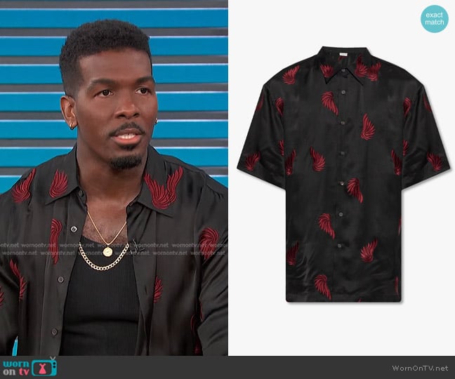 Dries van Noten Embroidered Pattern Short Sleeve Shirt worn by Khris Davis on Access Hollywood