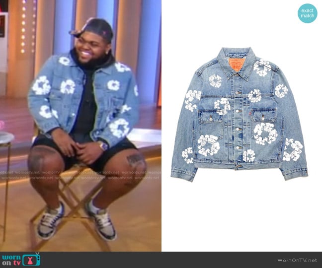 Denim Tears x Levis Floral Cotton Denim Jacket worn by Druski on Good Morning America