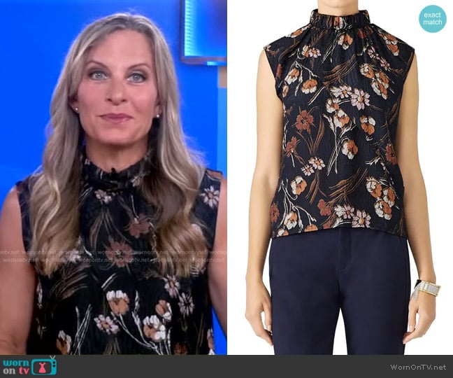 Derek Lam 10 Crosby Floral Sleeveless Blouse worn by Becky Worley on Good Morning America