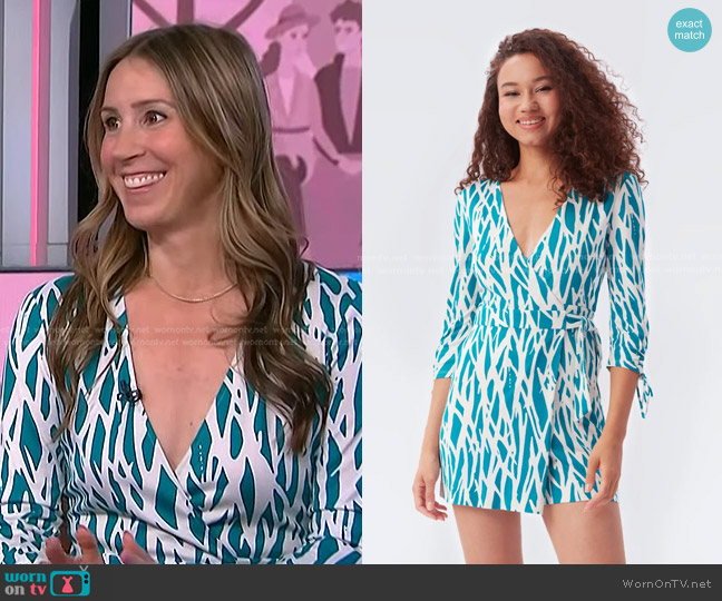 Diane von Furstenberg Kip Mini Romper worn by Ashley Hesseltine on NBC News Daily