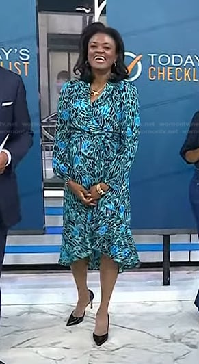 Dr. Angela Lamb’s turquoise floral wrap dress on Today