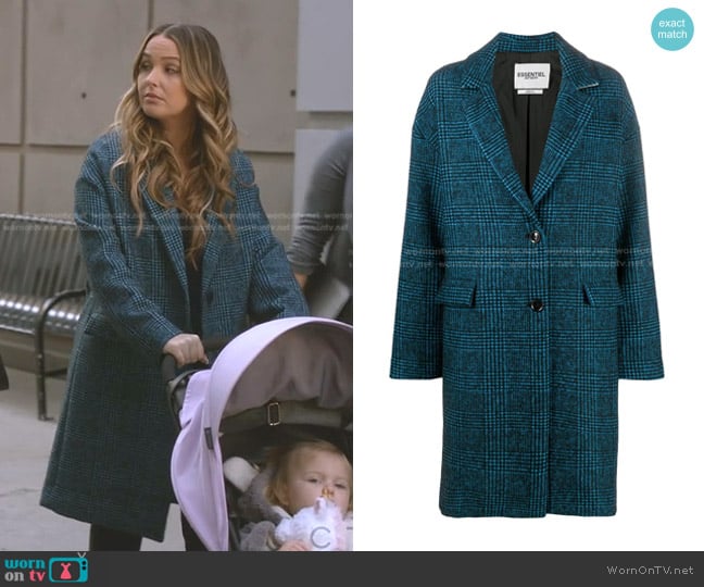 Essentiel Antwerp Prince Of Wales Single-Breasted Coat worn by Jo Wilson (Camilla Luddington) on Greys Anatomy