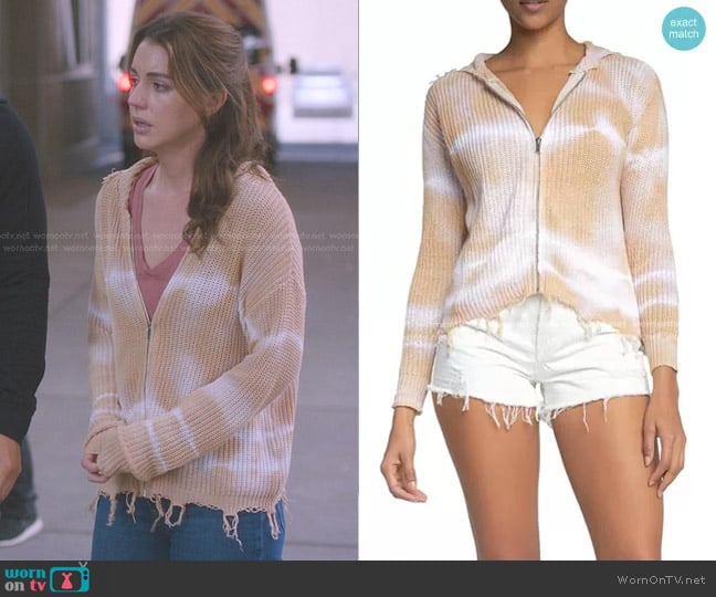 Elan Cotton Tie-Dye Full Zip Sweater worn by Jules Millin (Adelaide Kane) on Greys Anatomy