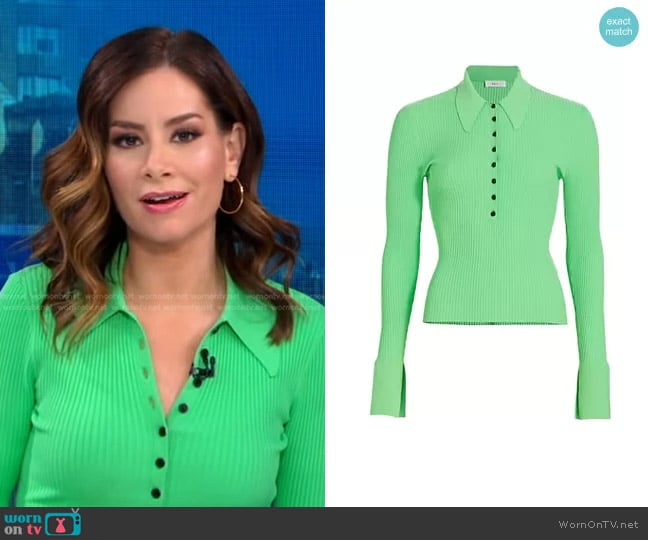 A.L.C. Eleanor Ribbed Long Sleeve Top in Spring Bouquet worn by Rebecca Jarvis on Good Morning America