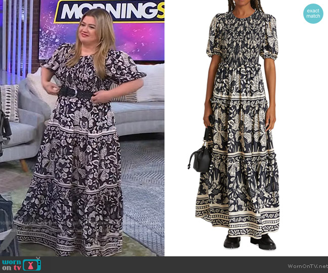 Farm Rio Tiered Floral Maxi Dress worn by Kelly Clarkson on The Kelly Clarkson Show