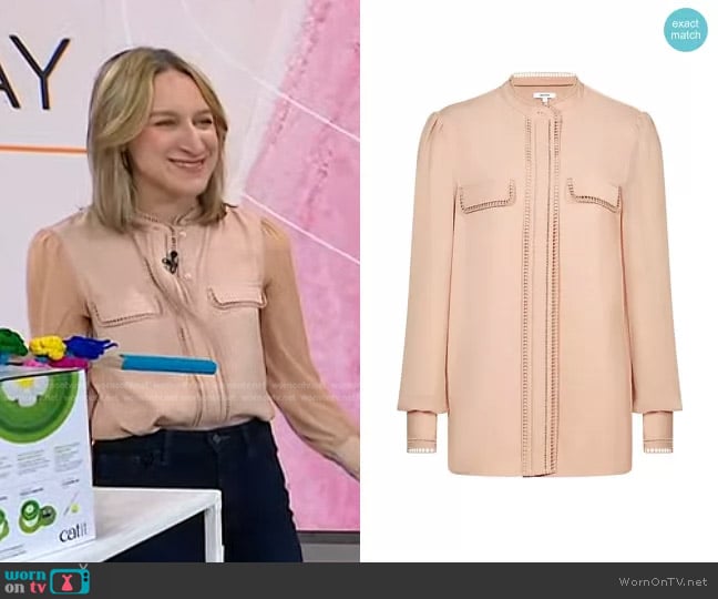 Reiss Felicia Ladder-Trim Long-Sleeve Blouse worn by Lauren Iannotti on Today