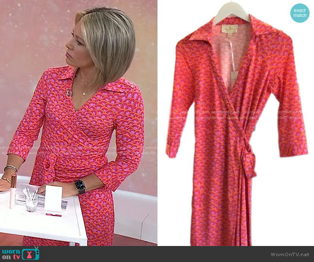 Flora Bea NYC Milo Wrap Dress in Sunrise Avenue worn by Dylan Dreyer on Today