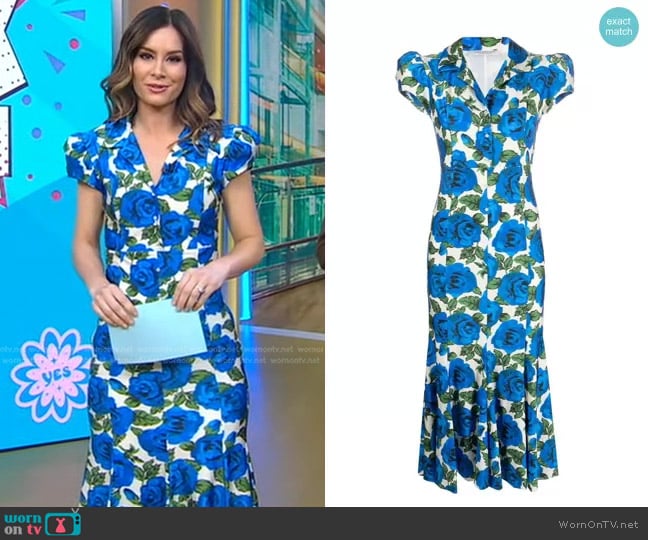 Philosophy Di Lorenzo Serafini Floral Midi Dress worn by Rebecca Jarvis on Good Morning America