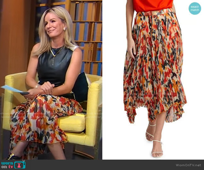 Proenza Schouler Floral Pleated Handkerchief Hem Skirt worn by Dr. Jennifer Ashton on Good Morning America