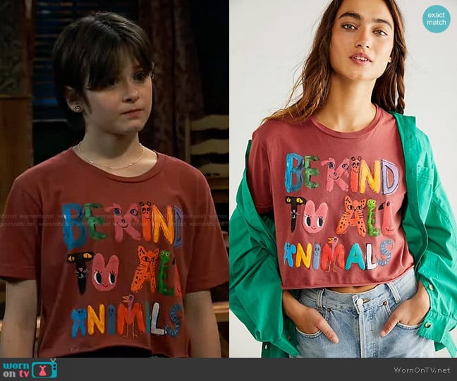 Midnight Rider Be Kind To Animals Tee worn by Winnie Webber (Shiloh Verrico) on Bunkd