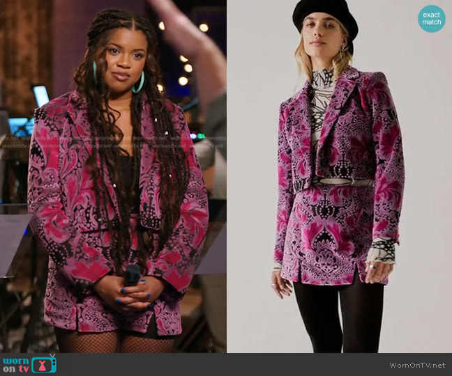 WornOnTV: Tiana Goss’s printed velted blazer and skirt on The Voice ...