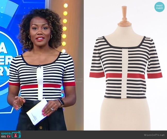 Gianfranco Ferre  Striped T-shirt worn by Janai Norman on Good Morning America