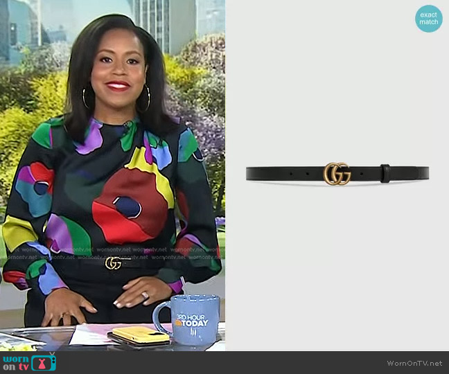 Gucci Leather Belt with Double G Buckle worn by Sheinelle Jones on Today