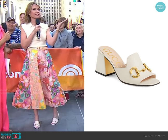 Gucci Slide Sandal With Horsebit worn by Savannah Guthrie on Today