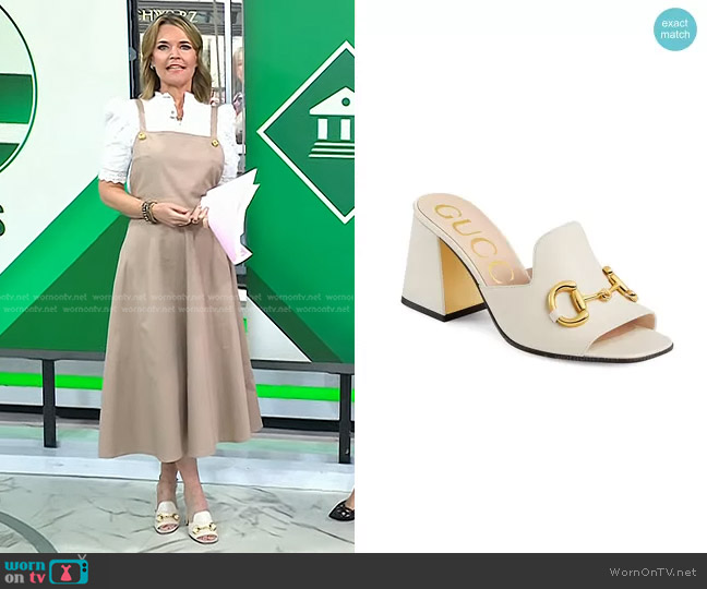 Gucci Slide Sandal With Horsebit worn by Savannah Guthrie on Today