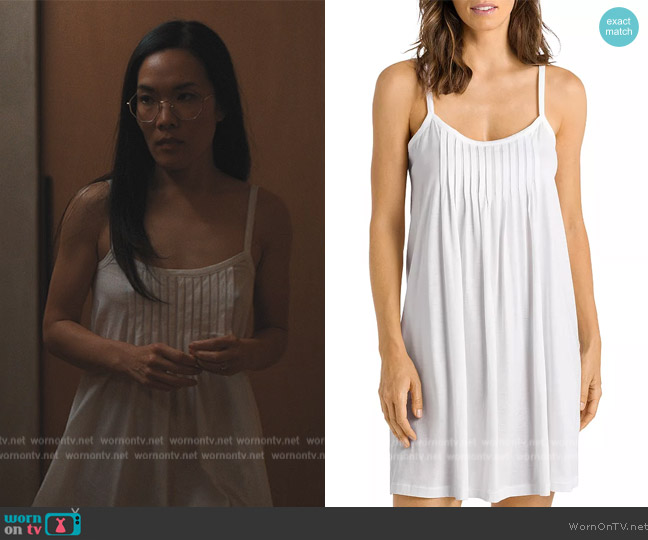 WornOnTV: Amy's white pleated night dress on Beef, Ali Wong