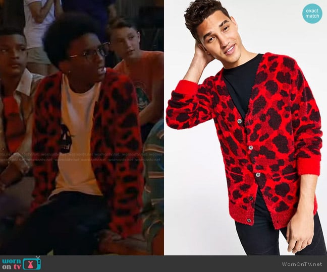 INC International Concepts Cheetah Cardigan worn by Noah Lambert (Israel Johnson) on Bunkd