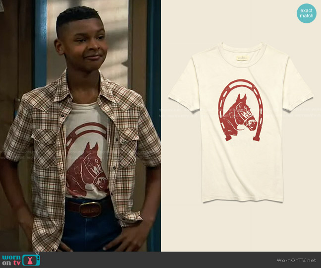 Imogene + Willie Horseshoe Tee worn by Bill (Alfred Lewis) on Bunkd