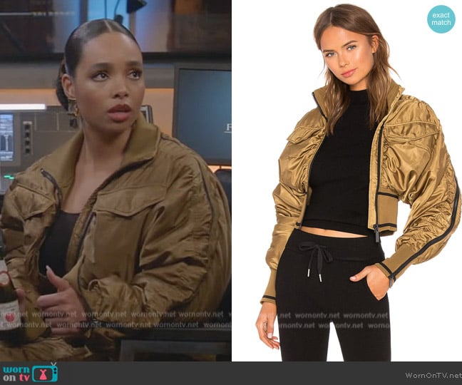 Ivy Park Military Flight Corset Bomber Jacket worn by Madison Shamoun (Madison Shamoun) on All American