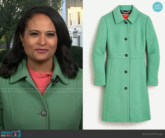 J. Crew Classic Lady Day Coat in Italian Double-Cloth Wool with Thinsulate worn by Kristen Welker on Today