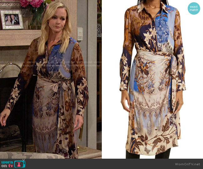 Kobi Halperin Sadie Long Sleeve Wrap Dress worn by Belle Brady (Martha Madison) on Days of our Lives