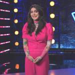 Kate Cosentino’s pink belted jumpsuit on The Voice