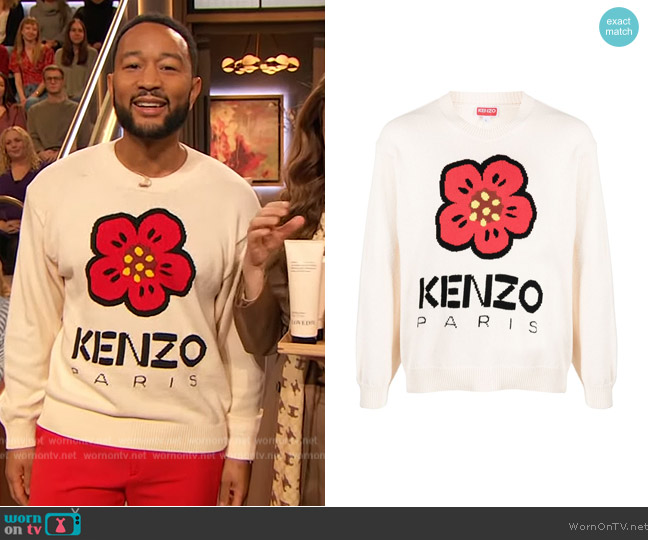 Kenzo Knitted Flower Logo Jumper worn by John Legend on The Drew Barrymore Show