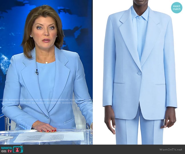 Lafayette 148 New York One-Button Wool & Silk Blazer worn by Norah O'Donnell on CBS Evening News