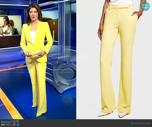 Alexander McQueen Leaf Crepe Classic Suiting Pants worn by Norah O'Donnell on CBS Evening News