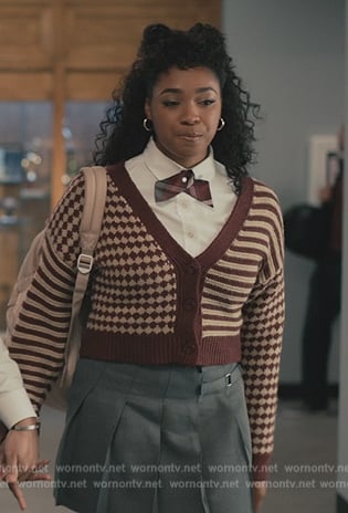 Lisa's burgundy check cardigan on Bel-Air