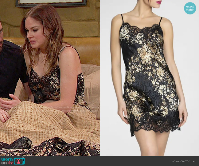 Lise Charmel Printed Lace-Trim Silk-Blend Nightie worn by Stephanie Johnson (Abigail Klein) on Days of our Lives