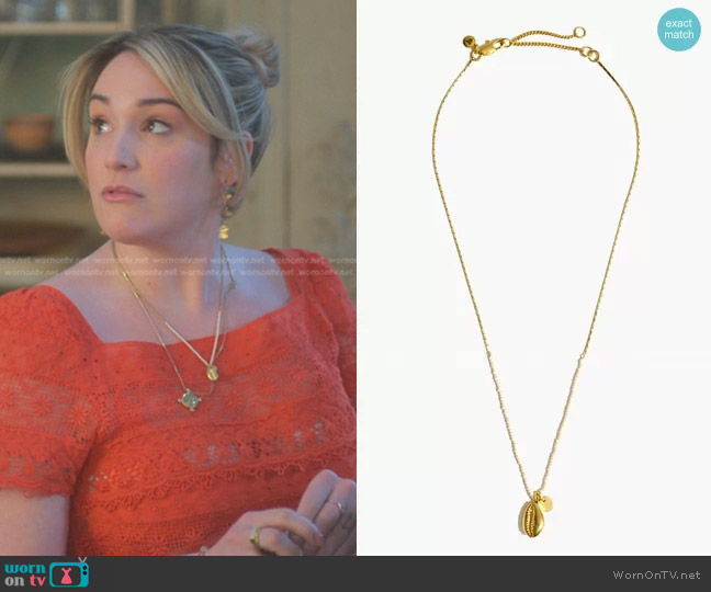 Madewell Cowrie Shell Seed Bead Necklace worn by Davia (Emma Hunton) on Good Trouble