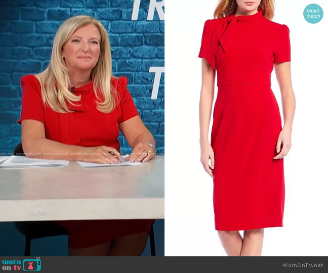 Maggy London Short Sleeve Sheath with Neck Tie worn by Alison Triessl on Access Hollywood