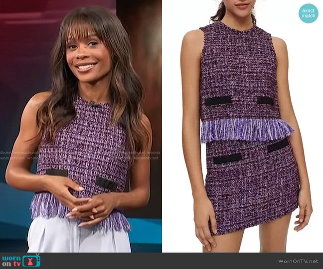 Maje Lifeld Top worn by Zuri Hall on Access Hollywood