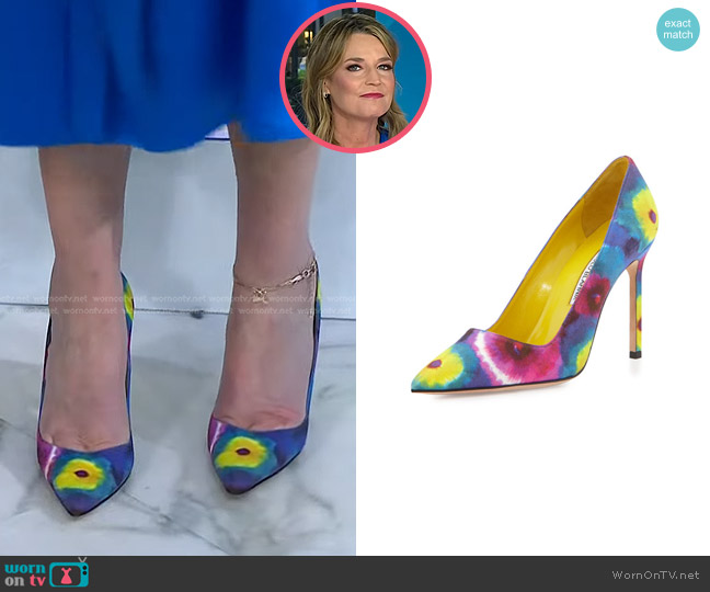 Manolo Blahnik BB Tie-Dye Fabric Pump worn by Savannah Guthrie on Today