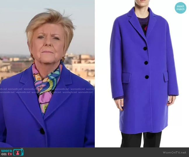 Marc Jacobs Notch-Collar Button-Front Wool-Blend Mid-Length Slim Caban Coat worn by Anne Thompson on Today