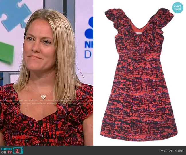 Marc New York Printed Ruffle Dress worn by Kelley Kitley on NBC News Daily