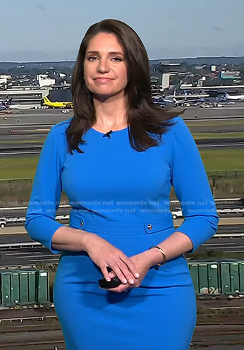 WornOnTV: Maria’s blue button detail sheath dress on Today | Maria ...