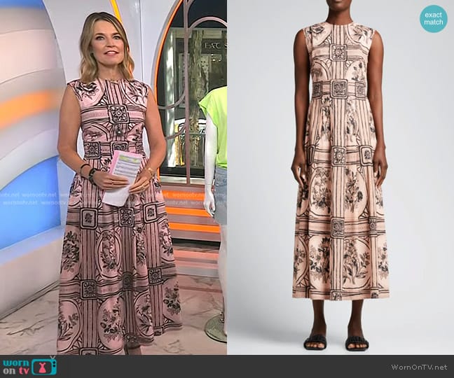 Medallion Floral-Print Poplin Midi Dress by Lela Rose worn by Savannah Guthrie on Today