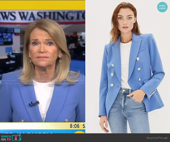 Veronica Beard Miller Dickey Jacket in Bluebell worn by Martha Raddatz on Good Morning America