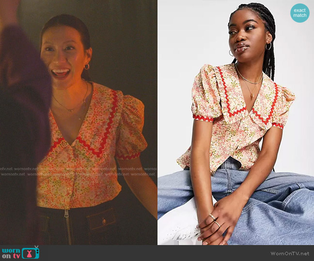 Miss Selfridge Button Through Shirt in ditsy print worn by Sumi (Kara Wang) on Good Trouble