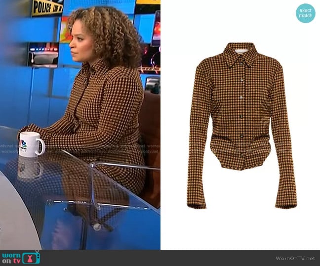 Nanushka Saro Checked Seersucker Shirt worn by Antonia Hylton on NBC News Daily