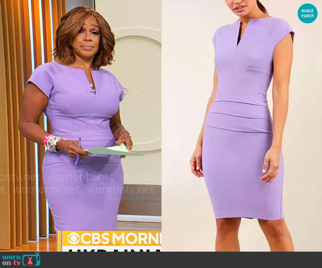 Nora Gardner Daphne Dress in Lilac worn by Gayle King on CBS Mornings