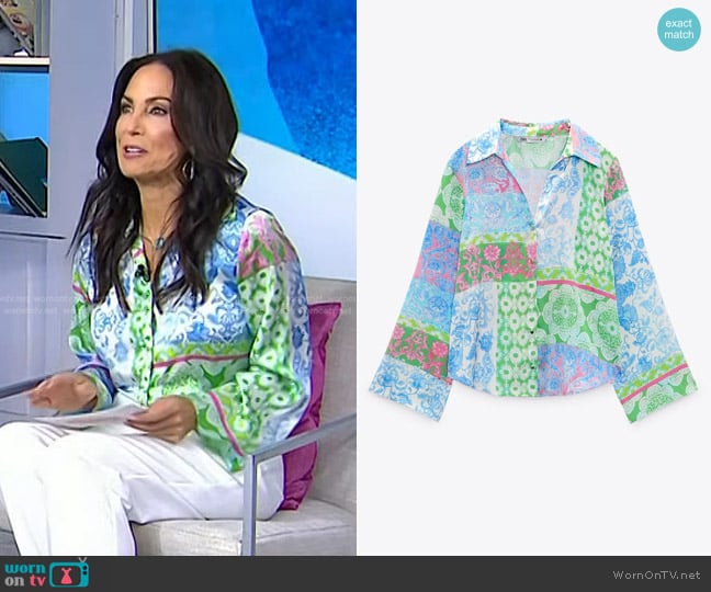 Zara Patchwork Printed Shirt worn by Karen Swensen on Today