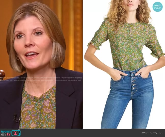 Veronica Beard Paisley Long Sleeve Silk Blouse worn by Kate Snow on NBC News Daily