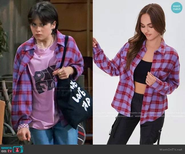 Forever 21 Plaid Button-Front Flannel Shirt worn by Winnie Webber (Shiloh Verrico) on Bunkd