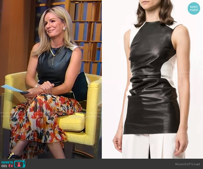 Proenza Schouler Ruched Leather Sleeveless Top worn by Dr. Jennifer Ashton on Good Morning America